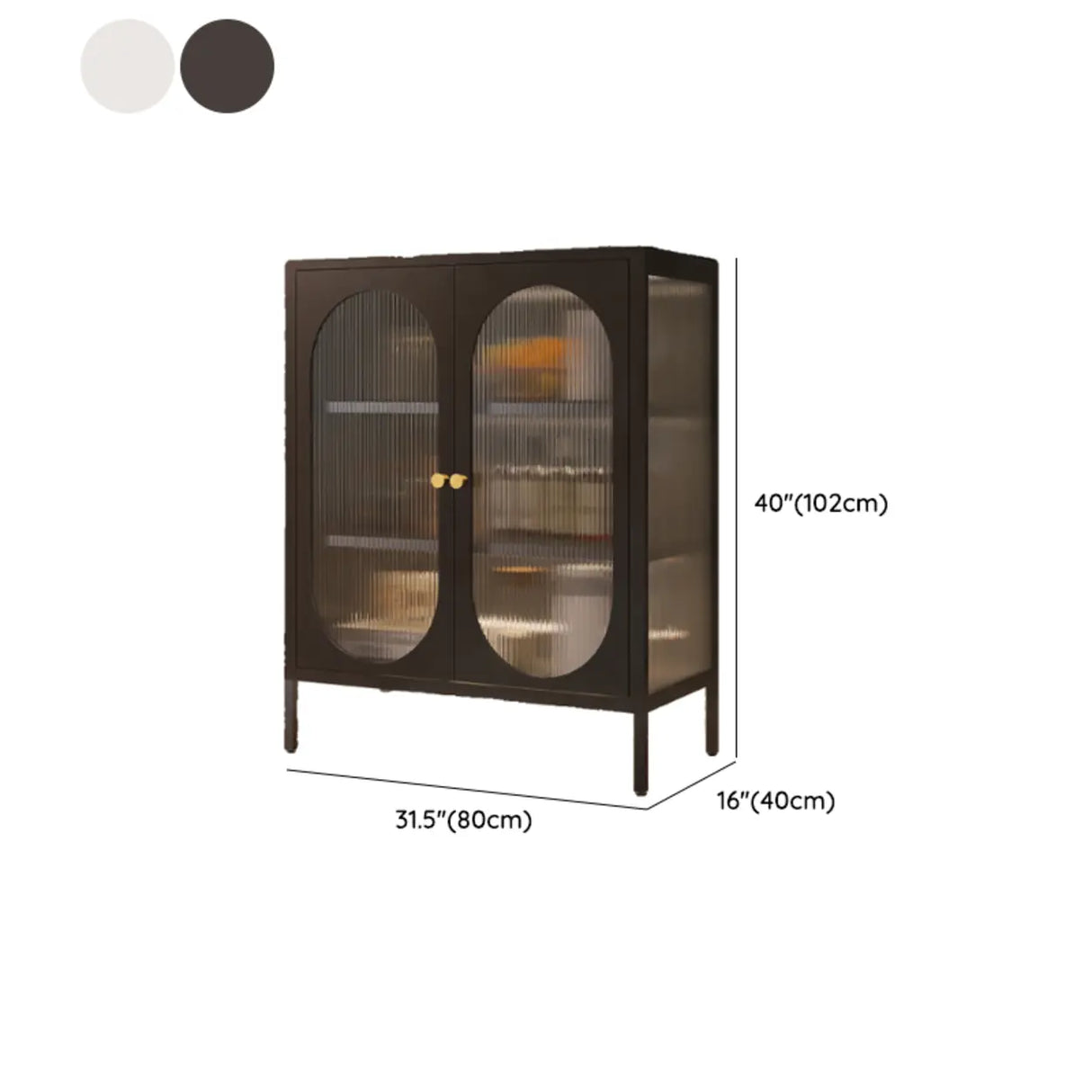 Freestanding Black Metal Buffet with Clear Glass Doors Image - 45