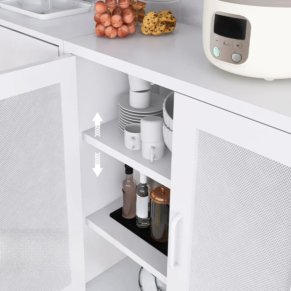 Freestanding Black Metal Buffet with Clear Glass Doors Image - 4