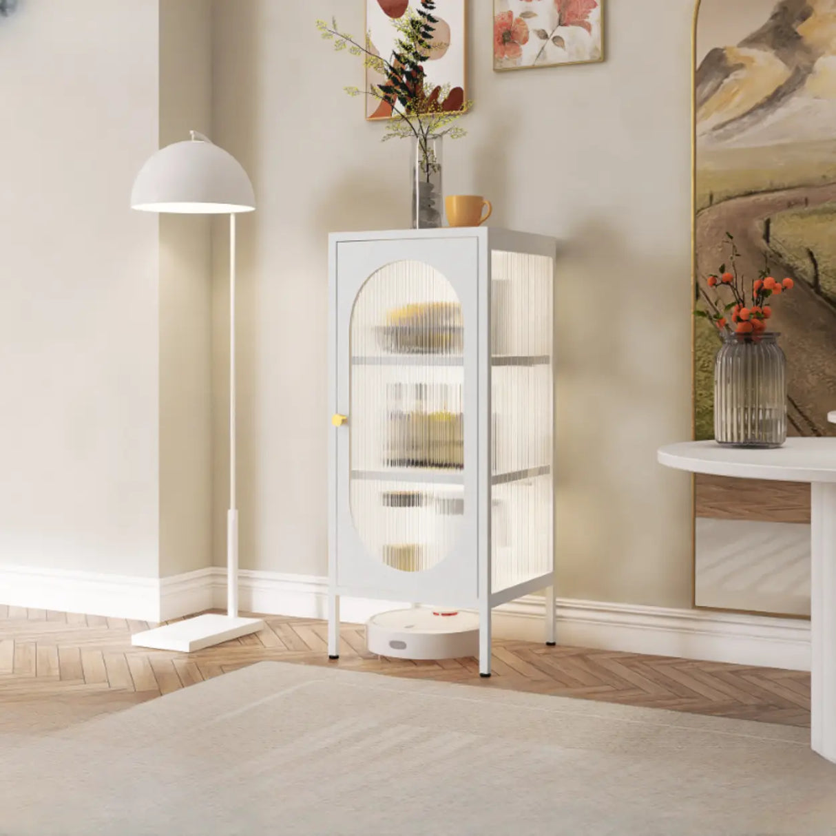 Freestanding Black Metal Buffet with Clear Glass Doors Image - 9