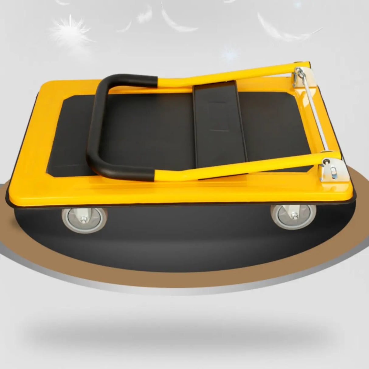 Freestanding Foldable Yellow Flat Metal Utility Cart Image - 10