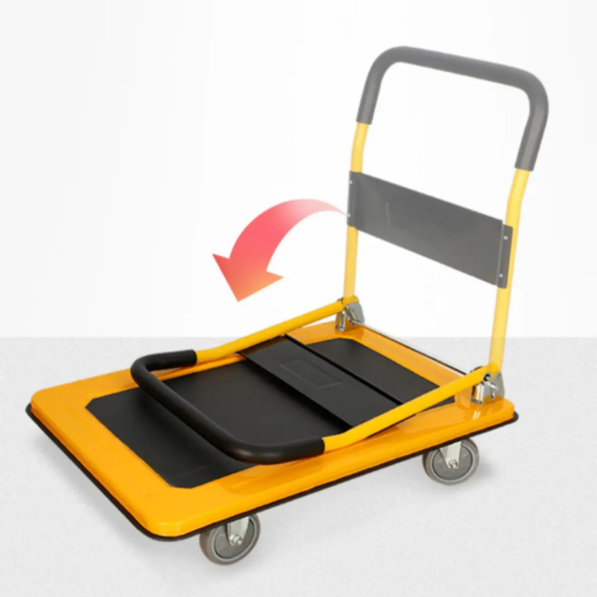 Freestanding Foldable Yellow Flat Metal Utility Cart Image - 11