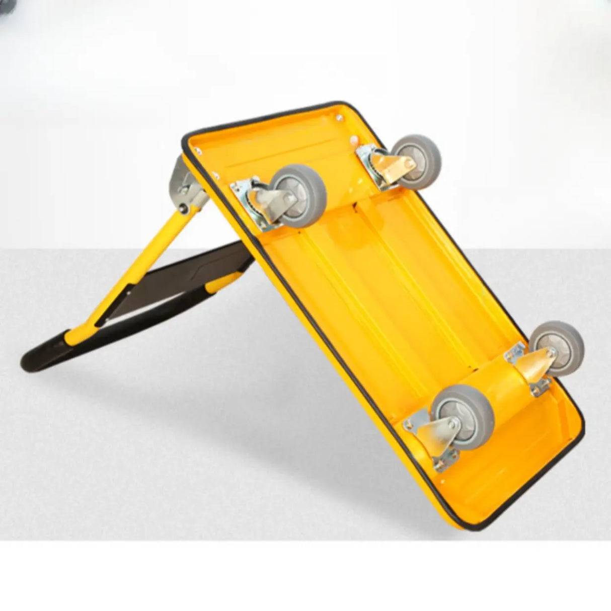 Freestanding Foldable Yellow Flat Metal Utility Cart Image - 14