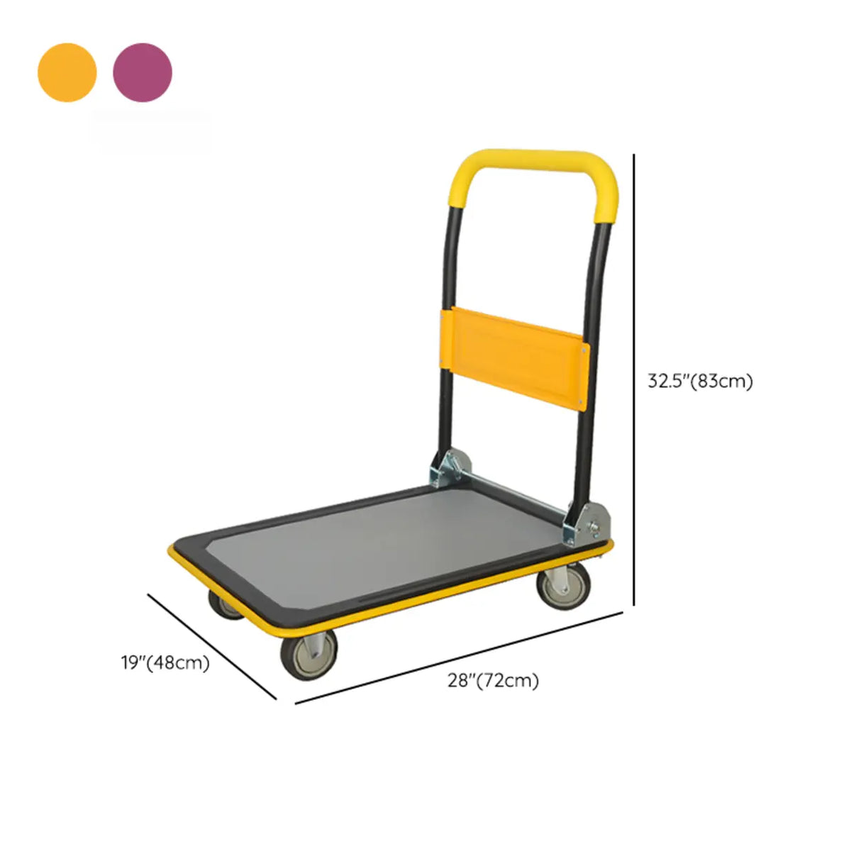 Freestanding Foldable Yellow Flat Metal Utility Cart