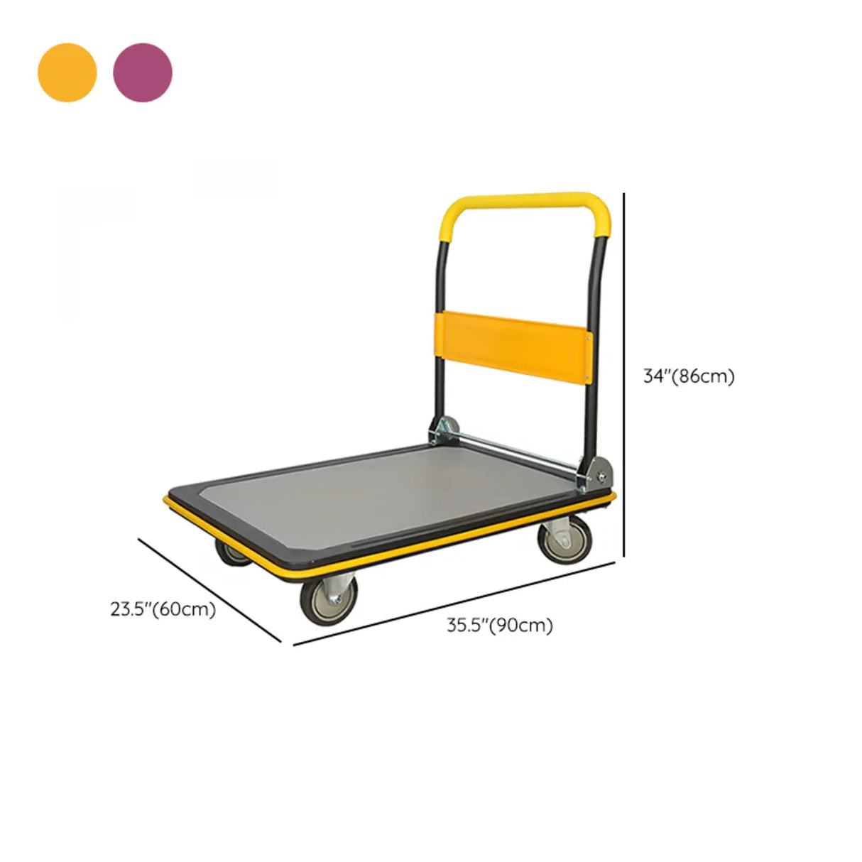 Freestanding Foldable Yellow Flat Metal Utility Cart Image - 16
