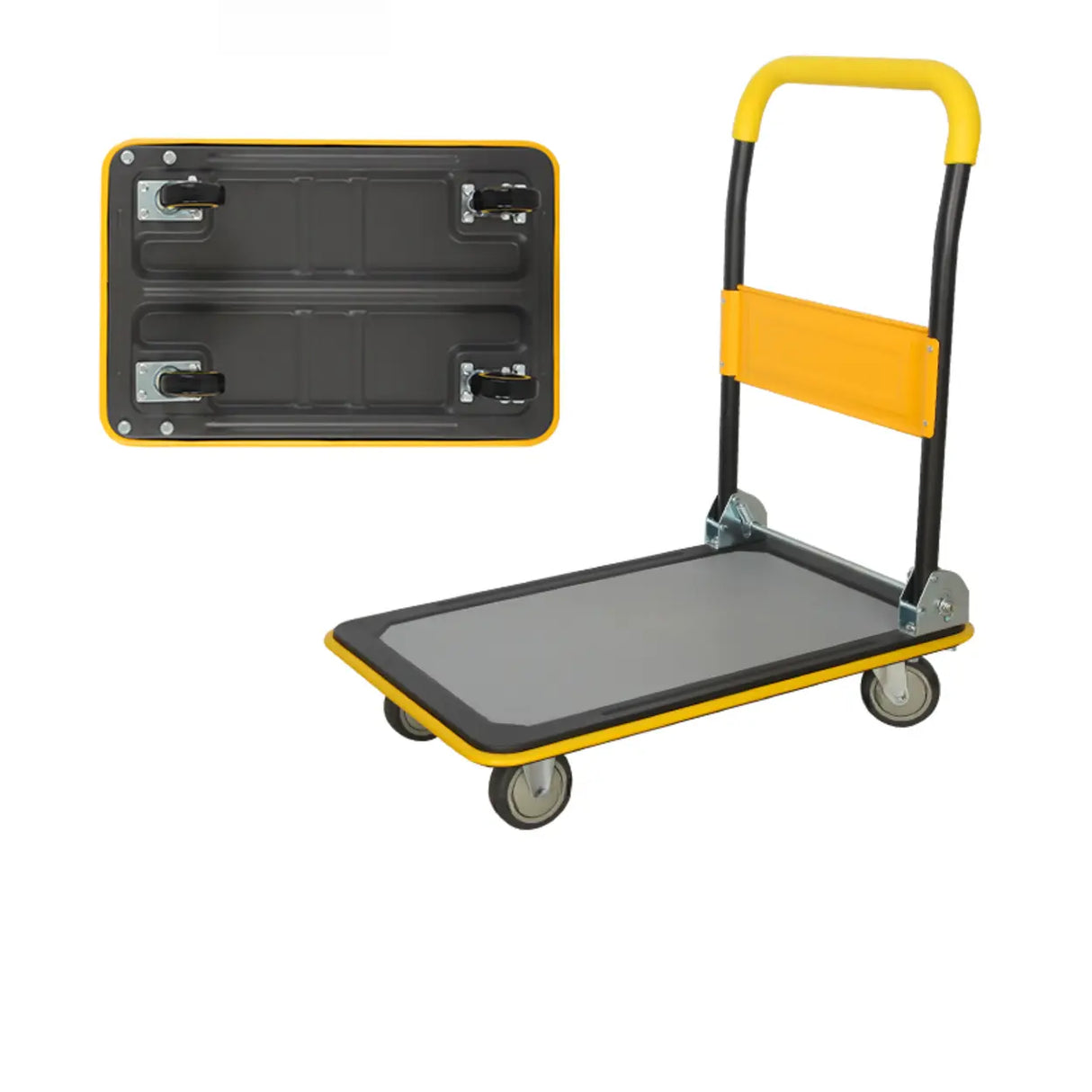 Freestanding Foldable Yellow Flat Metal Utility Cart Image - 2