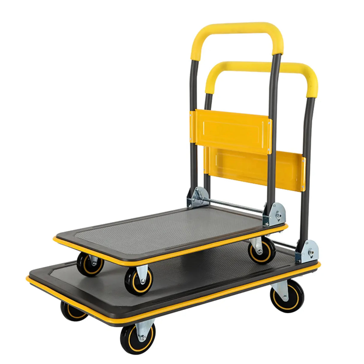 Freestanding Foldable Yellow Flat Metal Utility Cart Image - 4