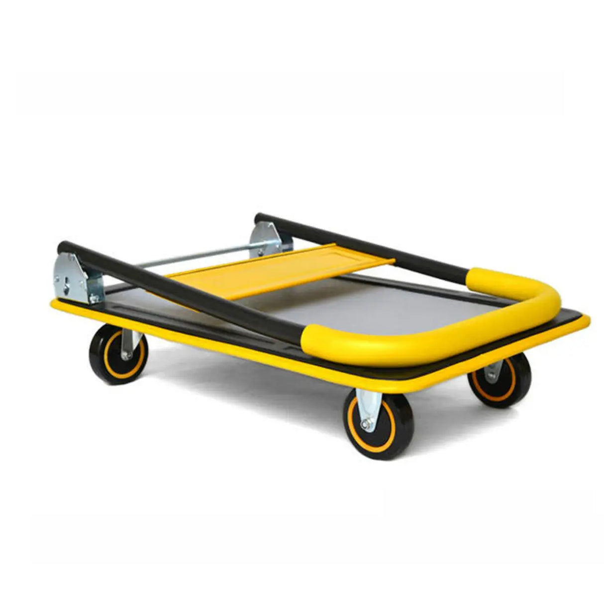Freestanding Foldable Yellow Flat Metal Utility Cart Image - 8