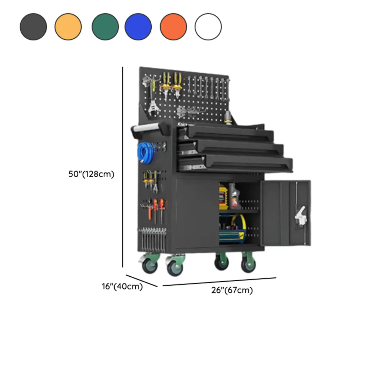 Freestanding Removable Green Metal Tall Storage Cart