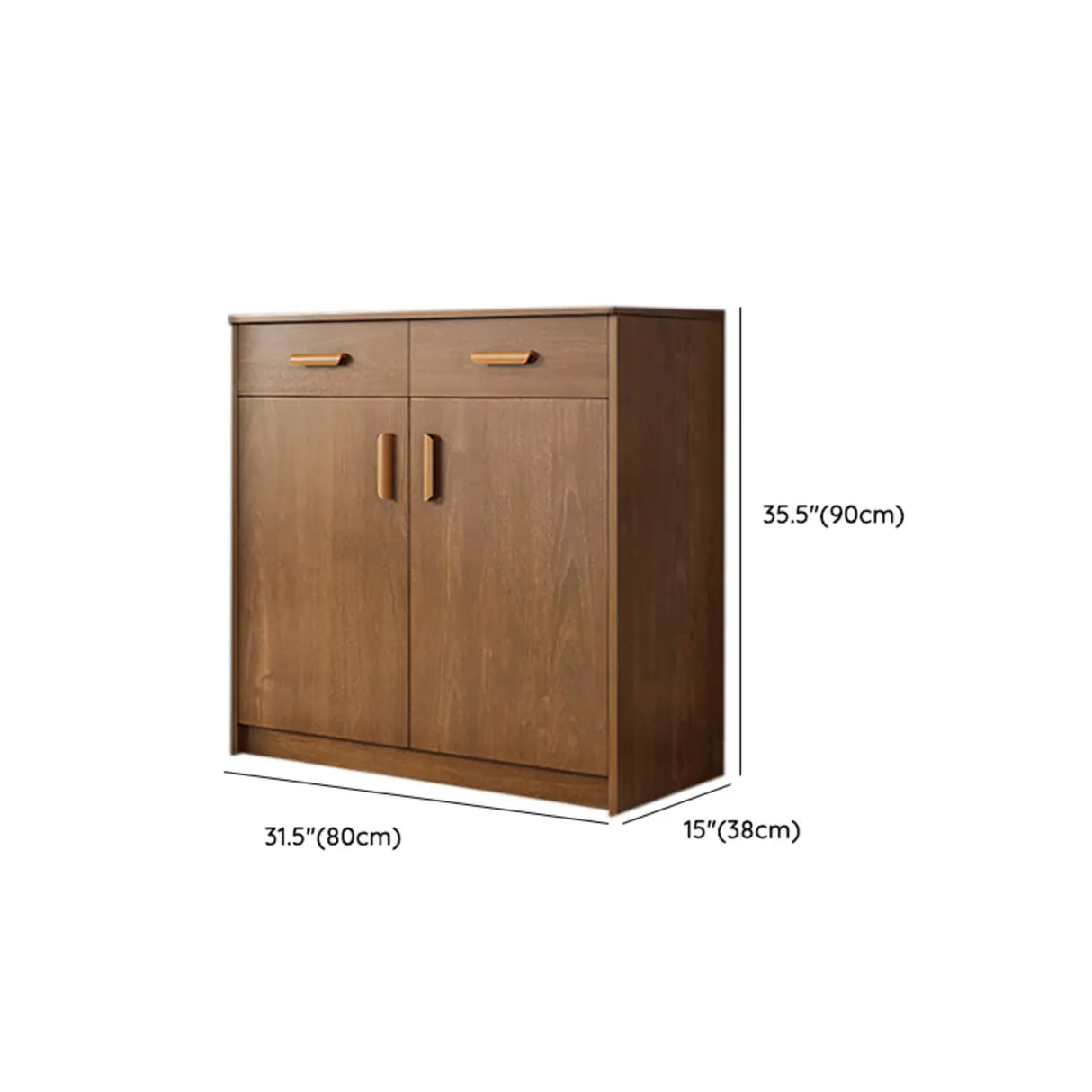 Freestanding Shelves Drawers Teak Floor Buffet with Storage Image - 36