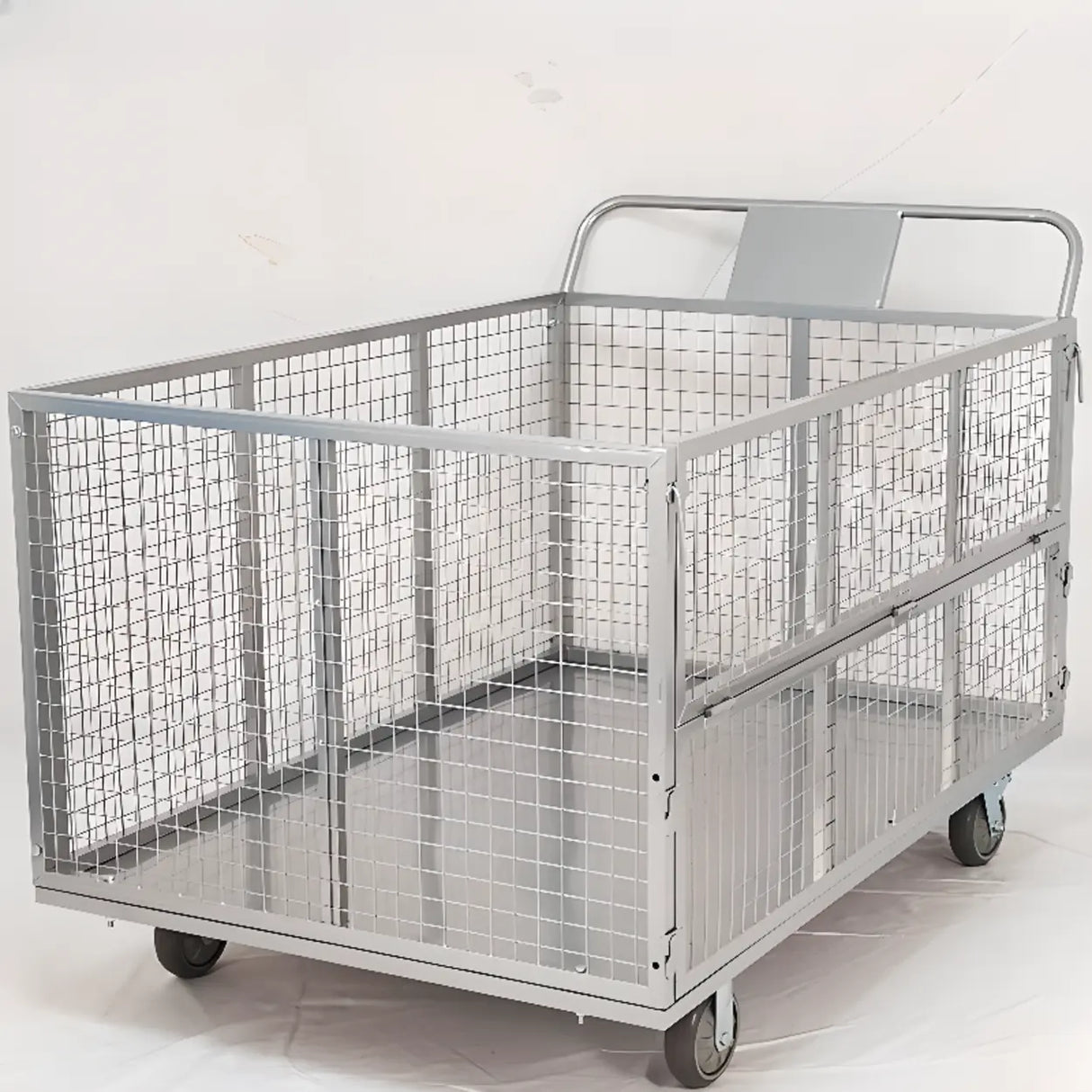 Freestanding Silver Metal Large Storage Utility Cart Image - 1