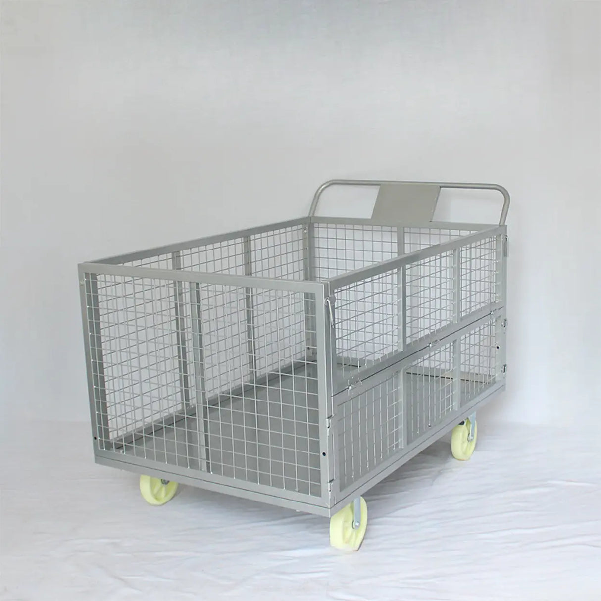 Freestanding Silver Metal Large Storage Utility Cart Image - 3
