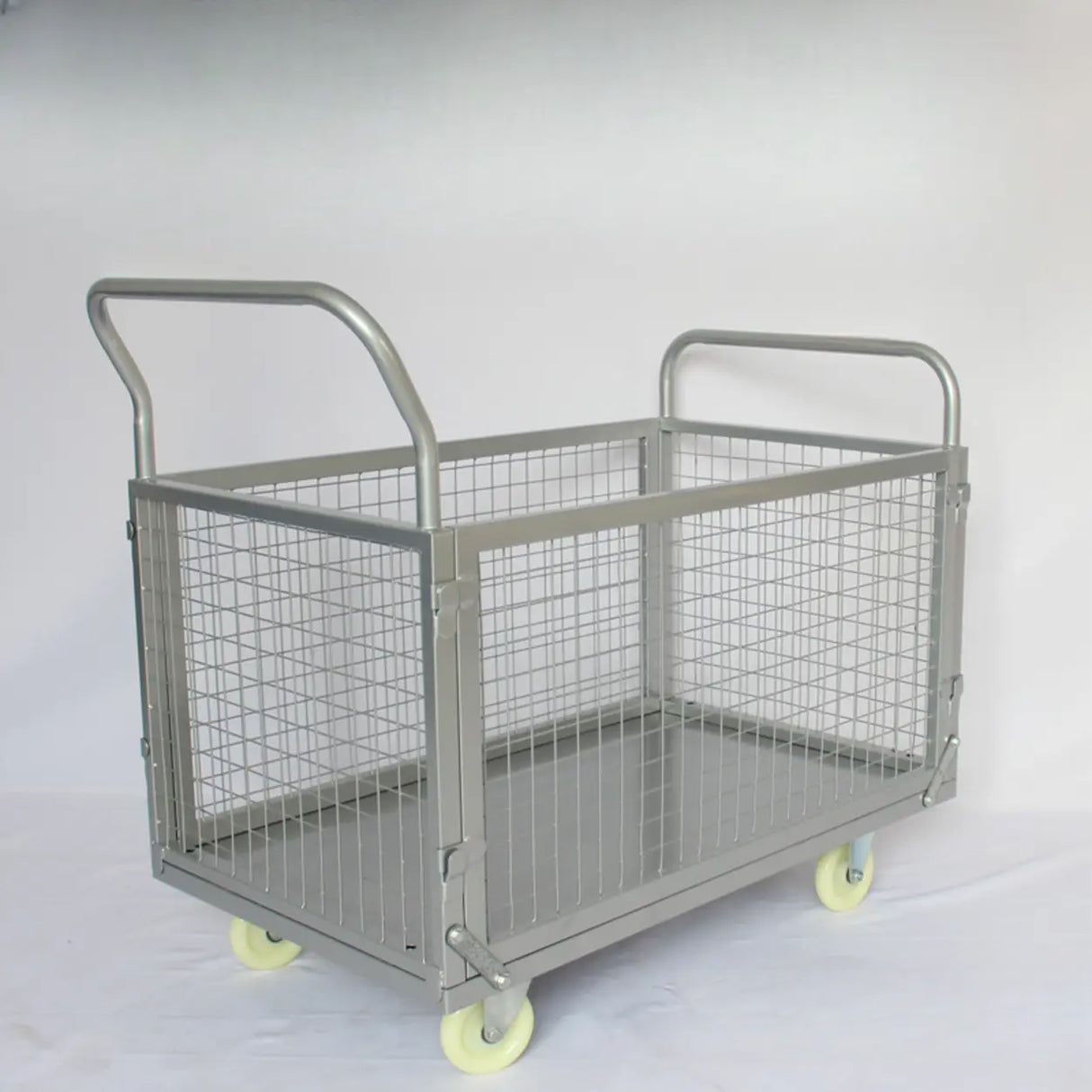 Freestanding Silver Metal Utility Cart with Handle Image - 2