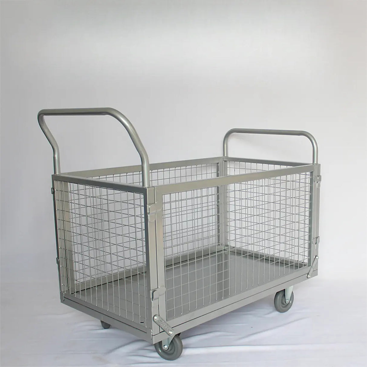 Freestanding Silver Metal Utility Cart with Handle Image - 3