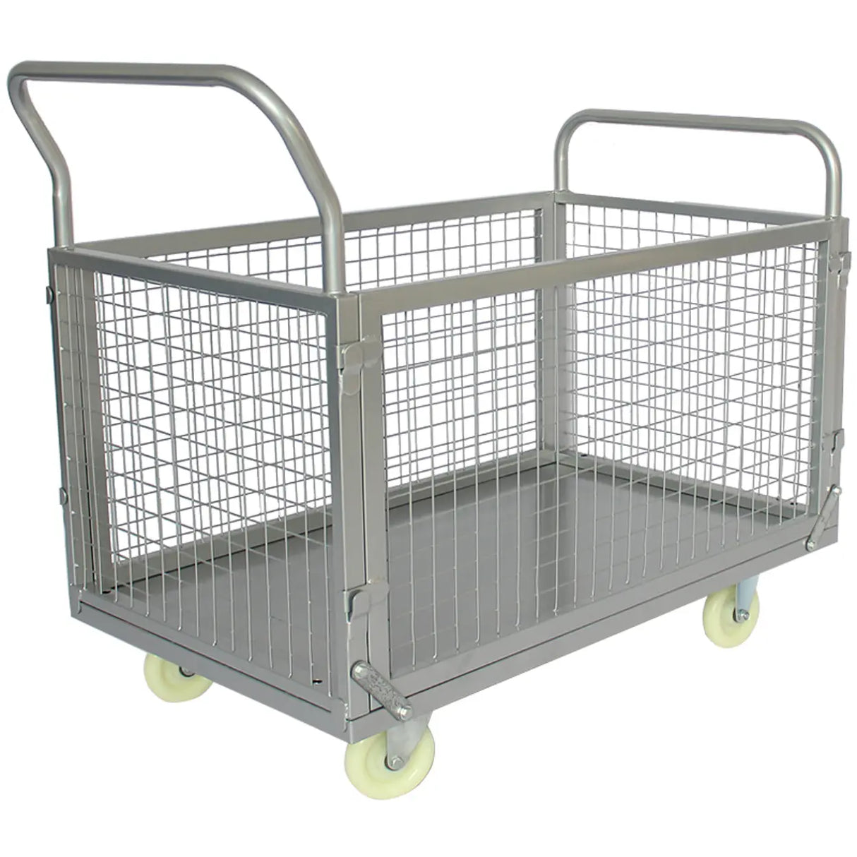 Freestanding Silver Metal Utility Cart with Handle Image - 4
