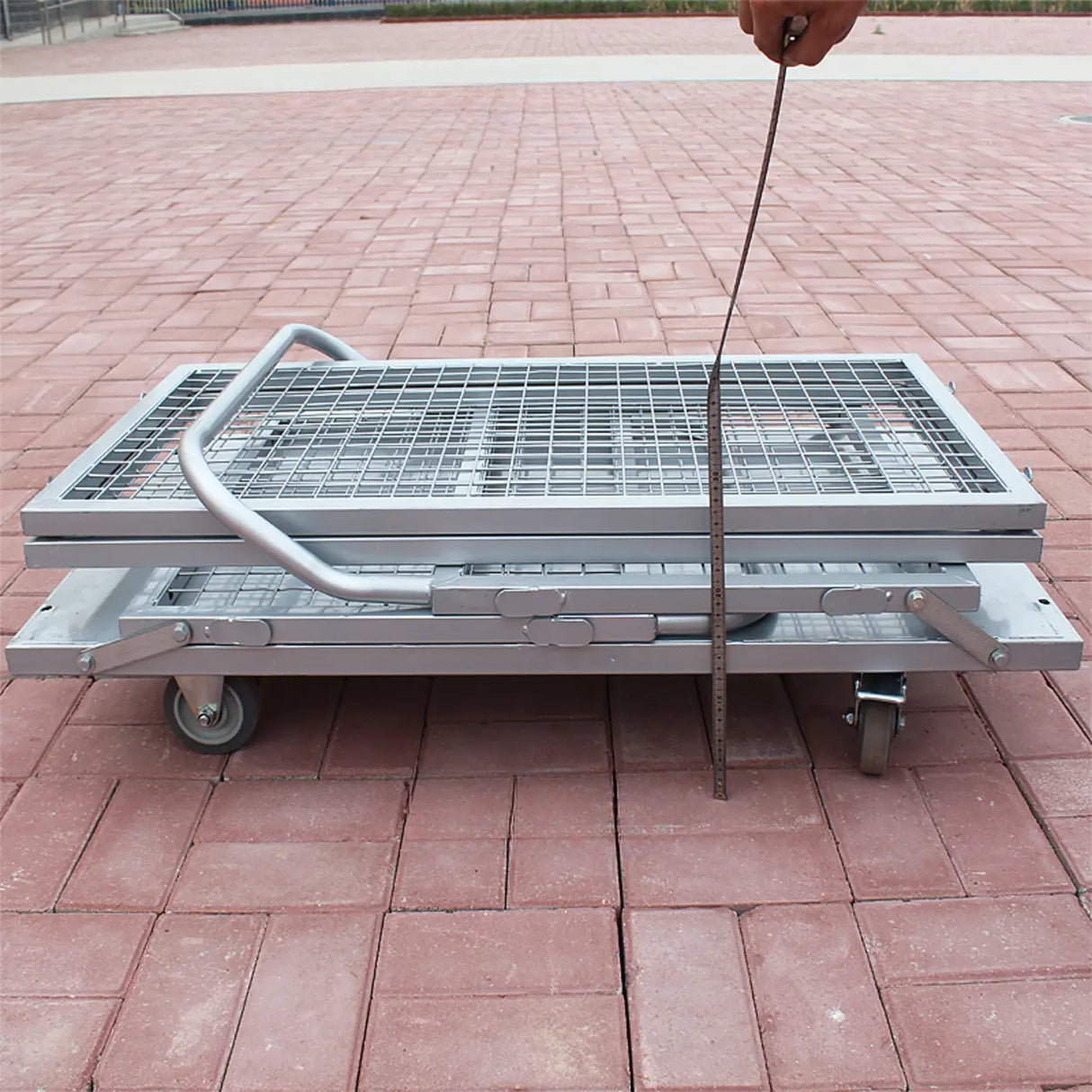 Freestanding Silver Metal Utility Cart with Handle Image - 5