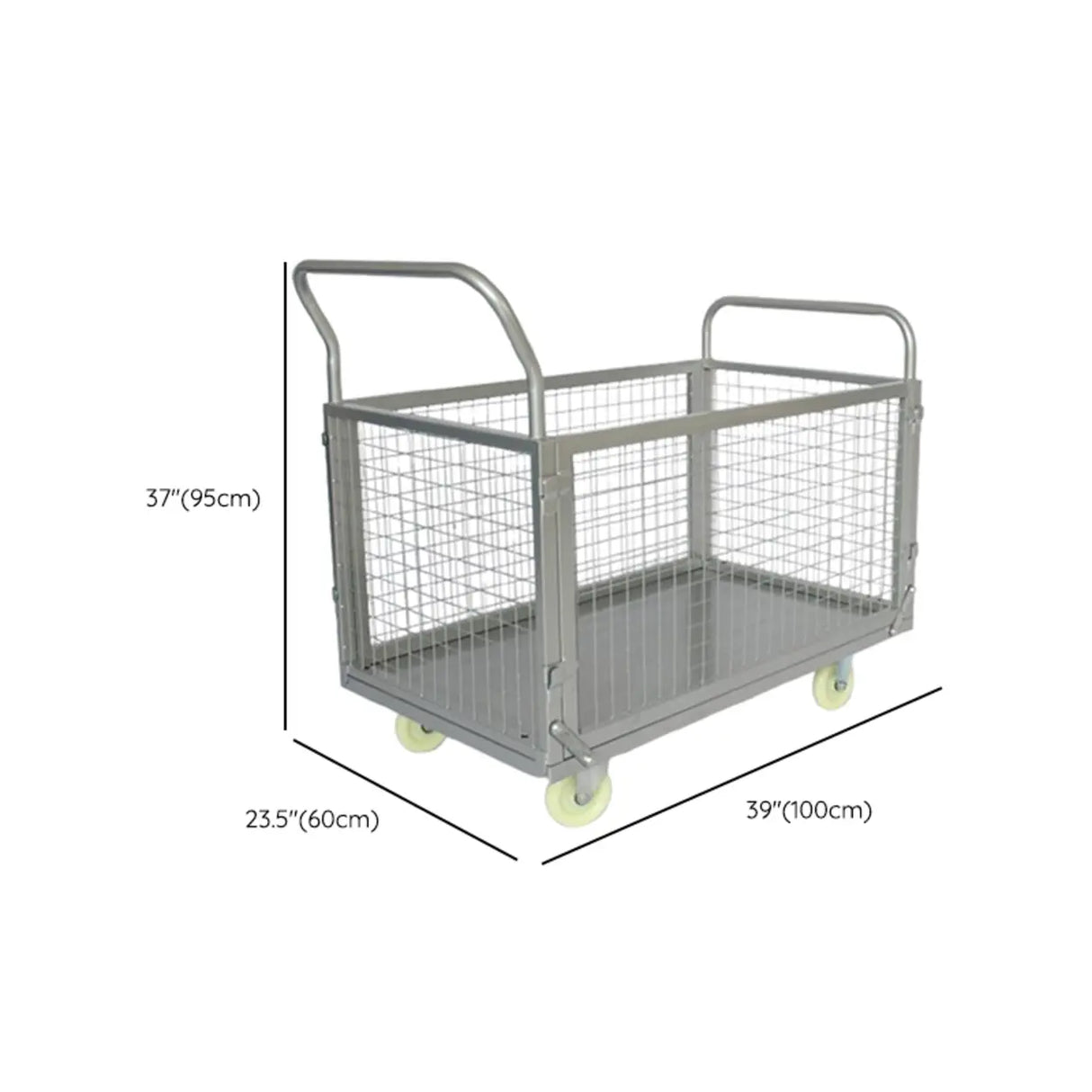 Freestanding Silver Metal Utility Cart with Handle Image - 7