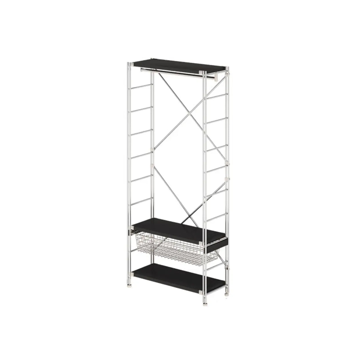 Freestanding Stainless Steel Open Storage Basket Hall Rack Image - 5