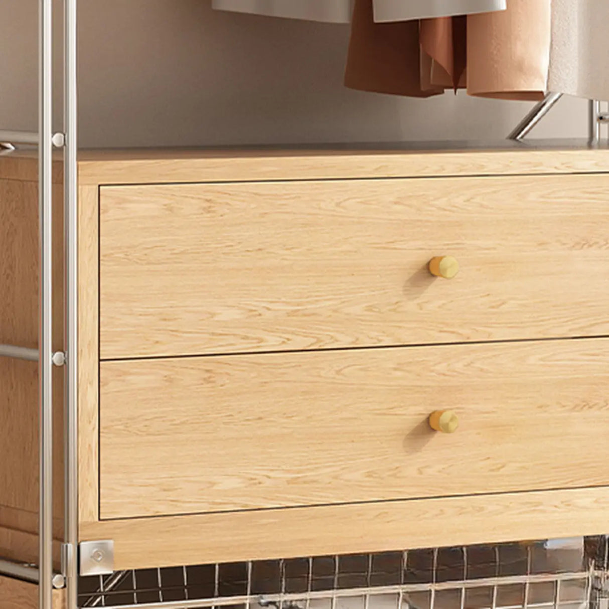 Freestanding Stainless Steel Open Storage Basket Hall Rack Image - 10