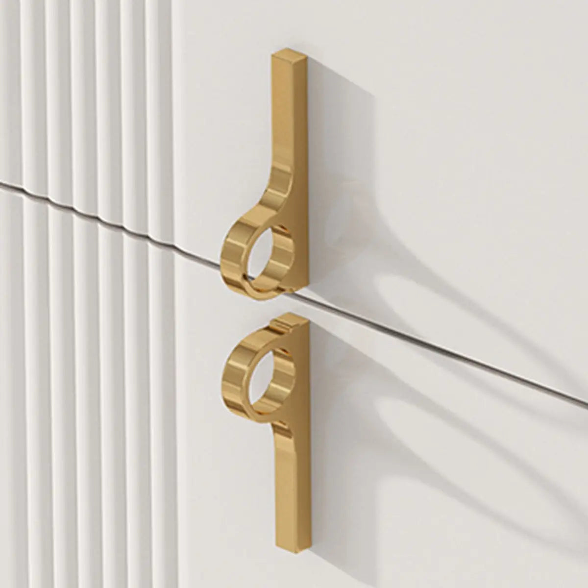 Freestanding Stone Top White Buffet with Drawers and Shelves Image - 8