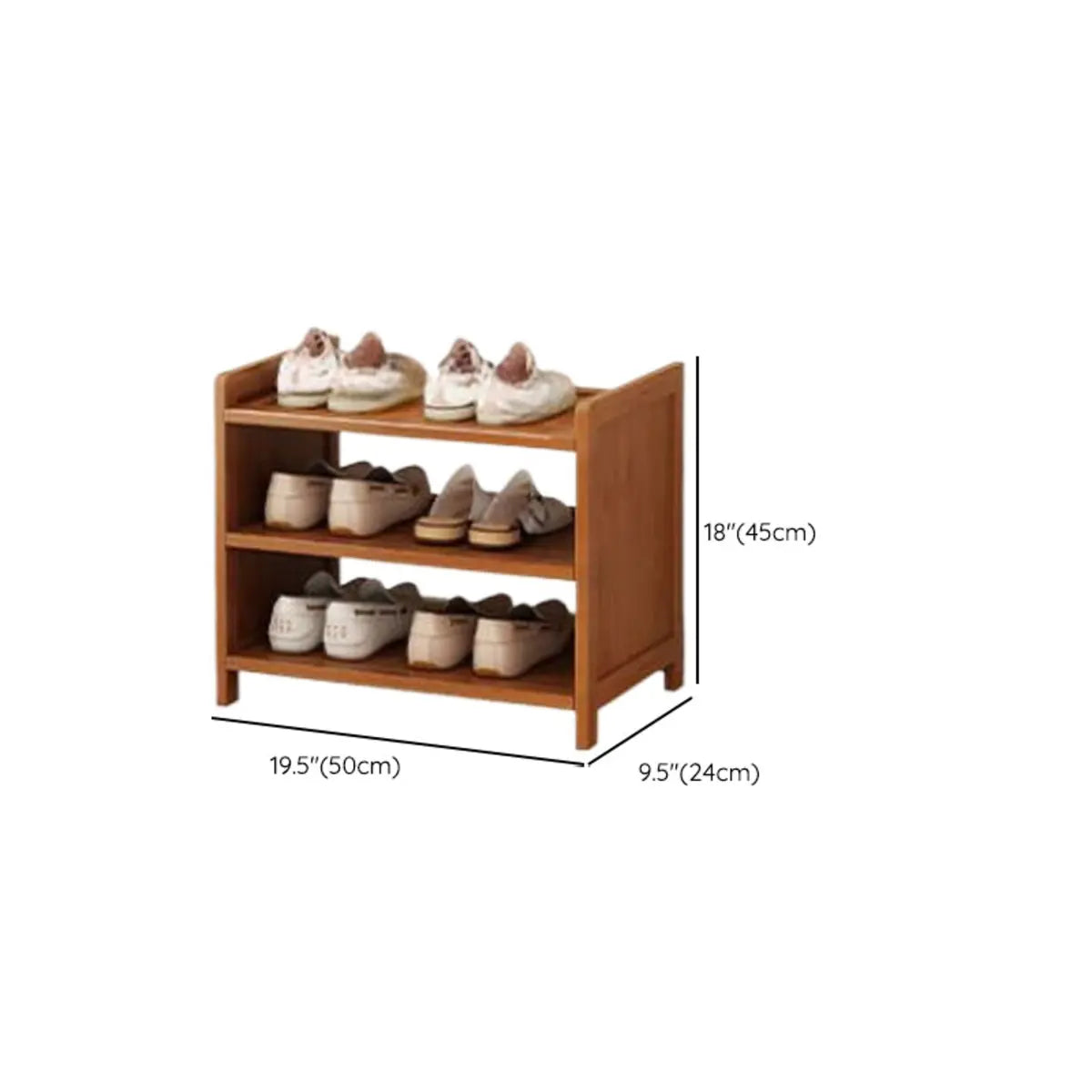 Freestanding Tall Wooden Entryway Brown Storage Shoe Rack Image - 18