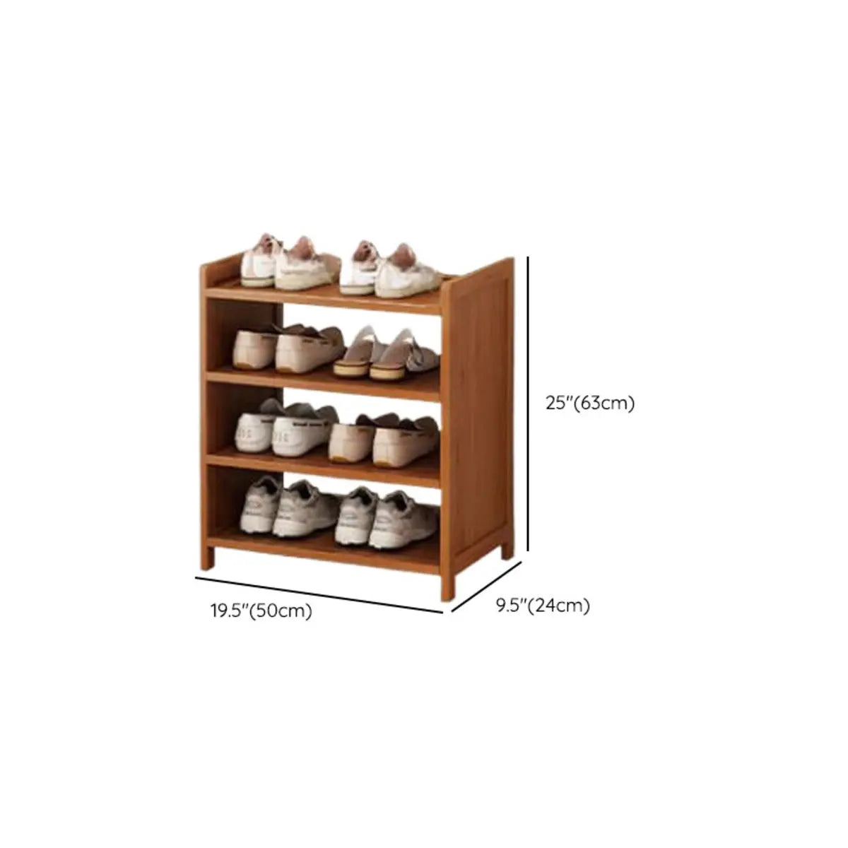 Freestanding Tall Wooden Entryway Brown Storage Shoe Rack Image - 20