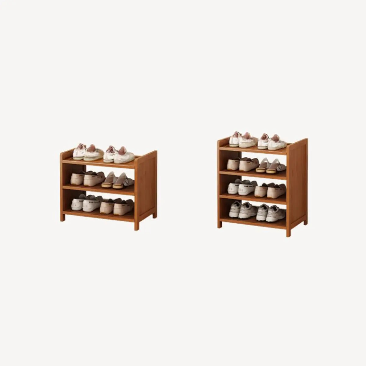 Freestanding Tall Wooden Entryway Brown Storage Shoe Rack Image - 6