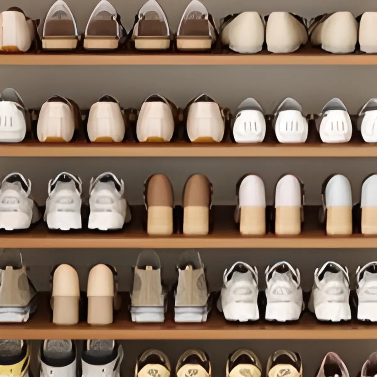 Freestanding Tall Wooden Entryway Brown Storage Shoe Rack Image - 9