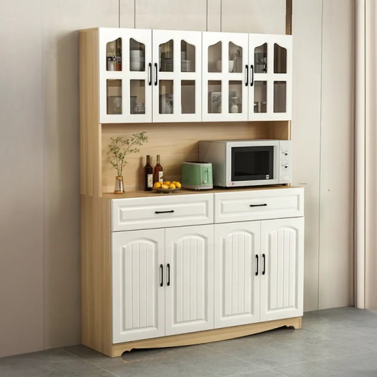 Freestanding Wood Dining Hutch Standard China Cabinet Image - 15