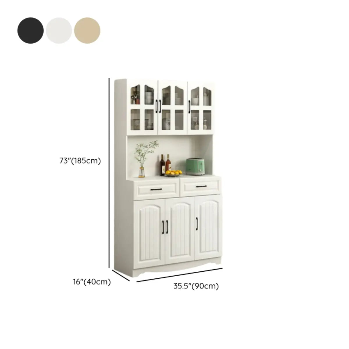 Freestanding Wood Dining Hutch Standard China Cabinet Image - 22