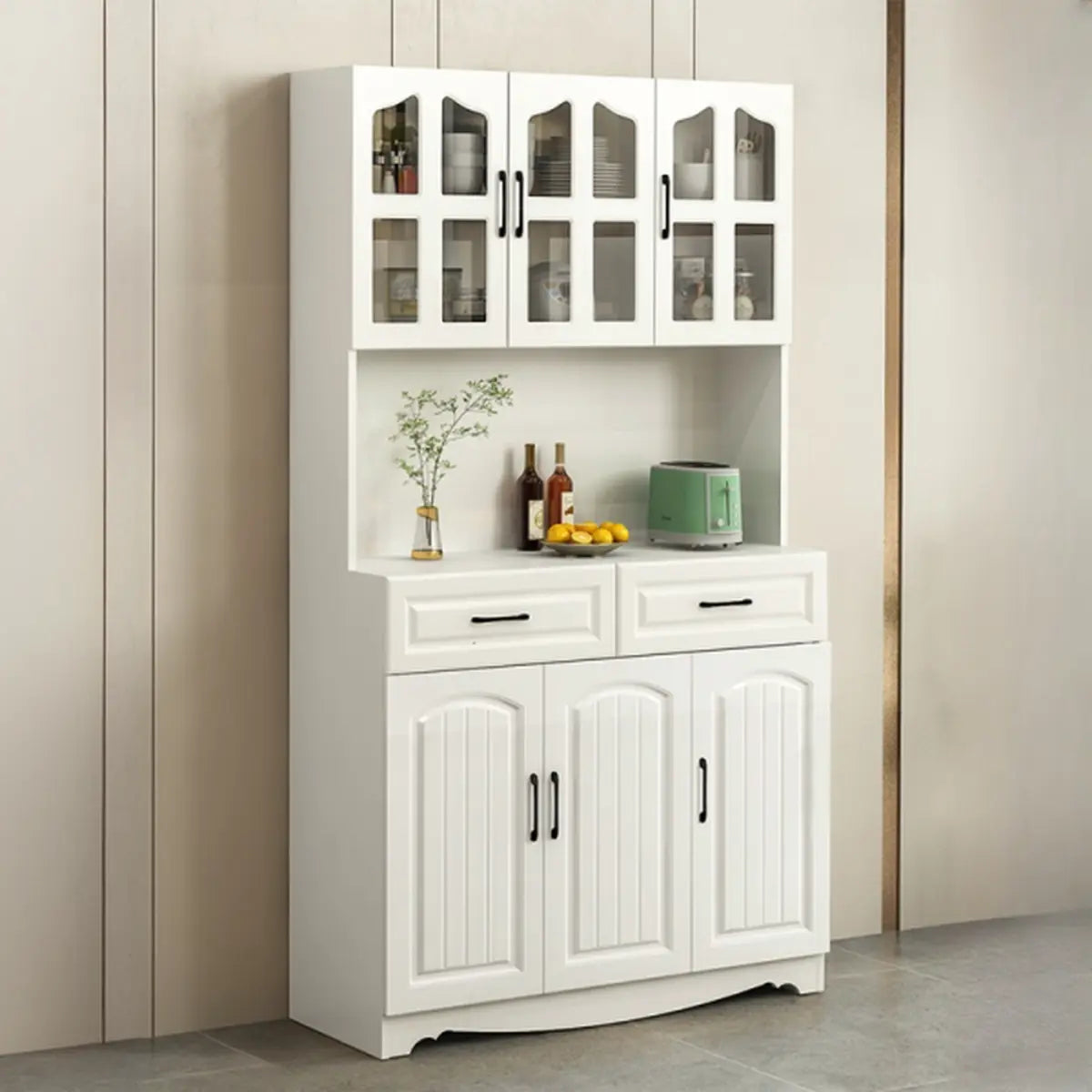 Freestanding Wood Dining Hutch Standard China Cabinet Image - 8