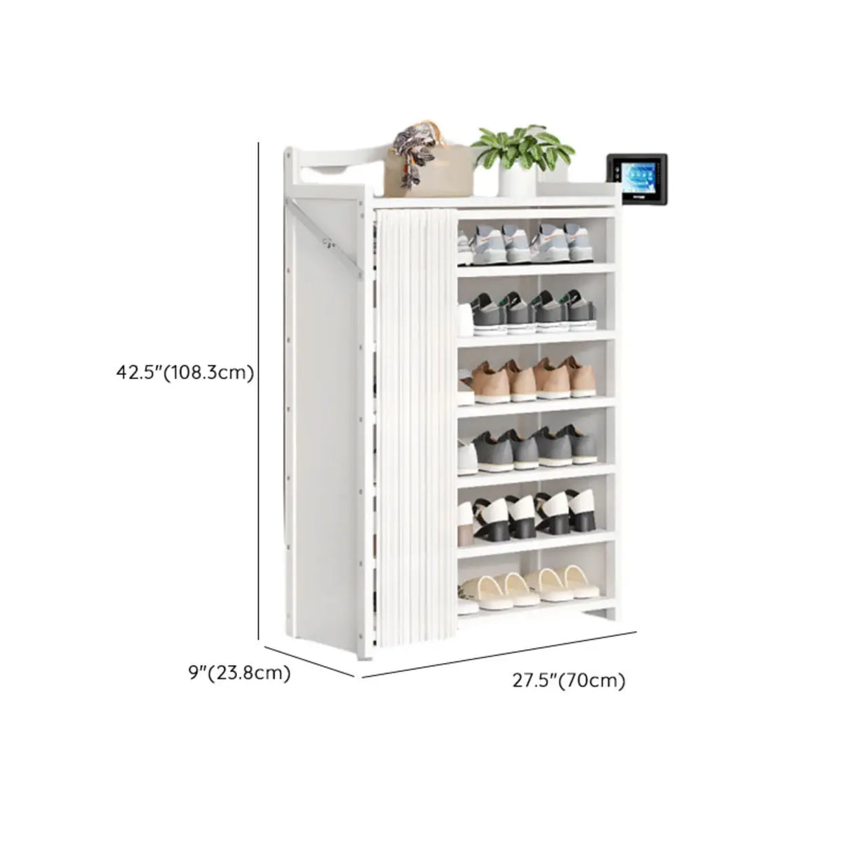 Freestanding Wood Entryway White Foldable Shoe Storage Image - 17