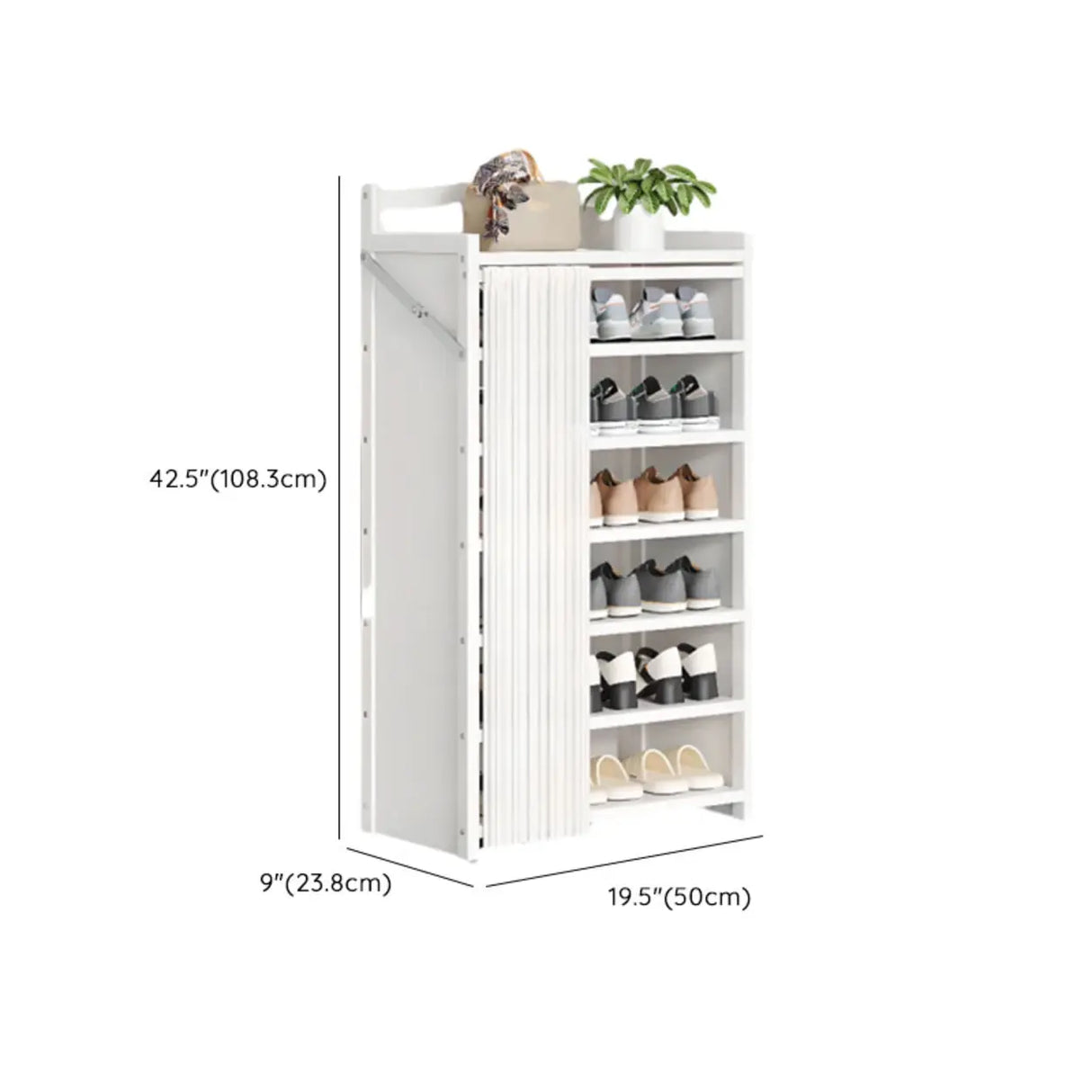 Freestanding Wood Entryway White Foldable Shoe Storage Image - 18
