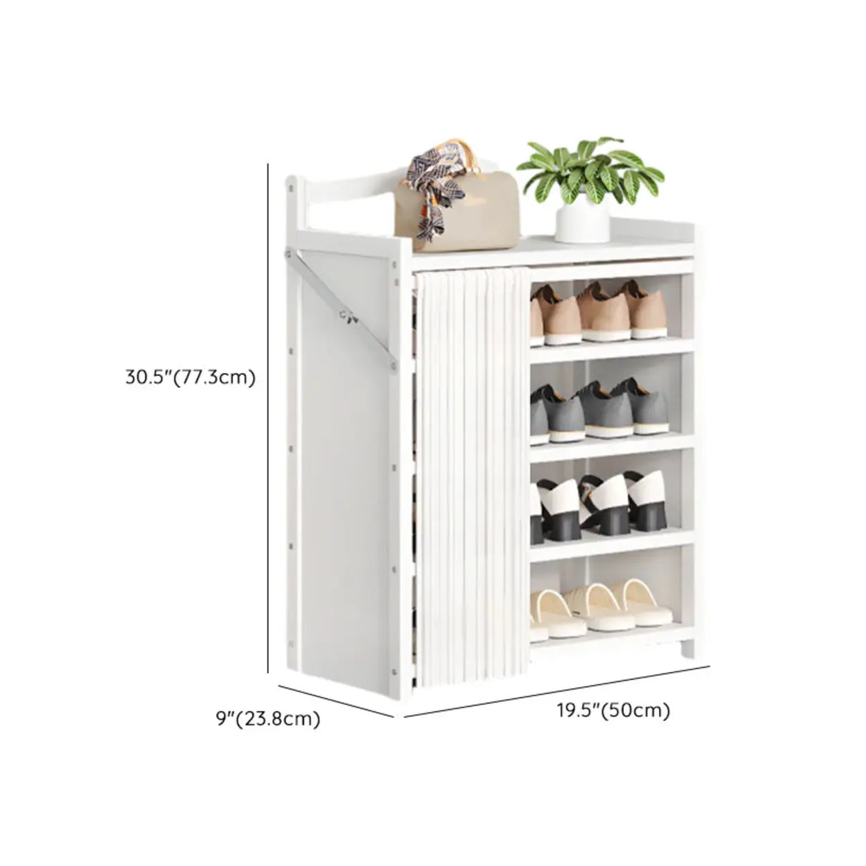 Freestanding Wood Entryway White Foldable Shoe Storage Image - 24