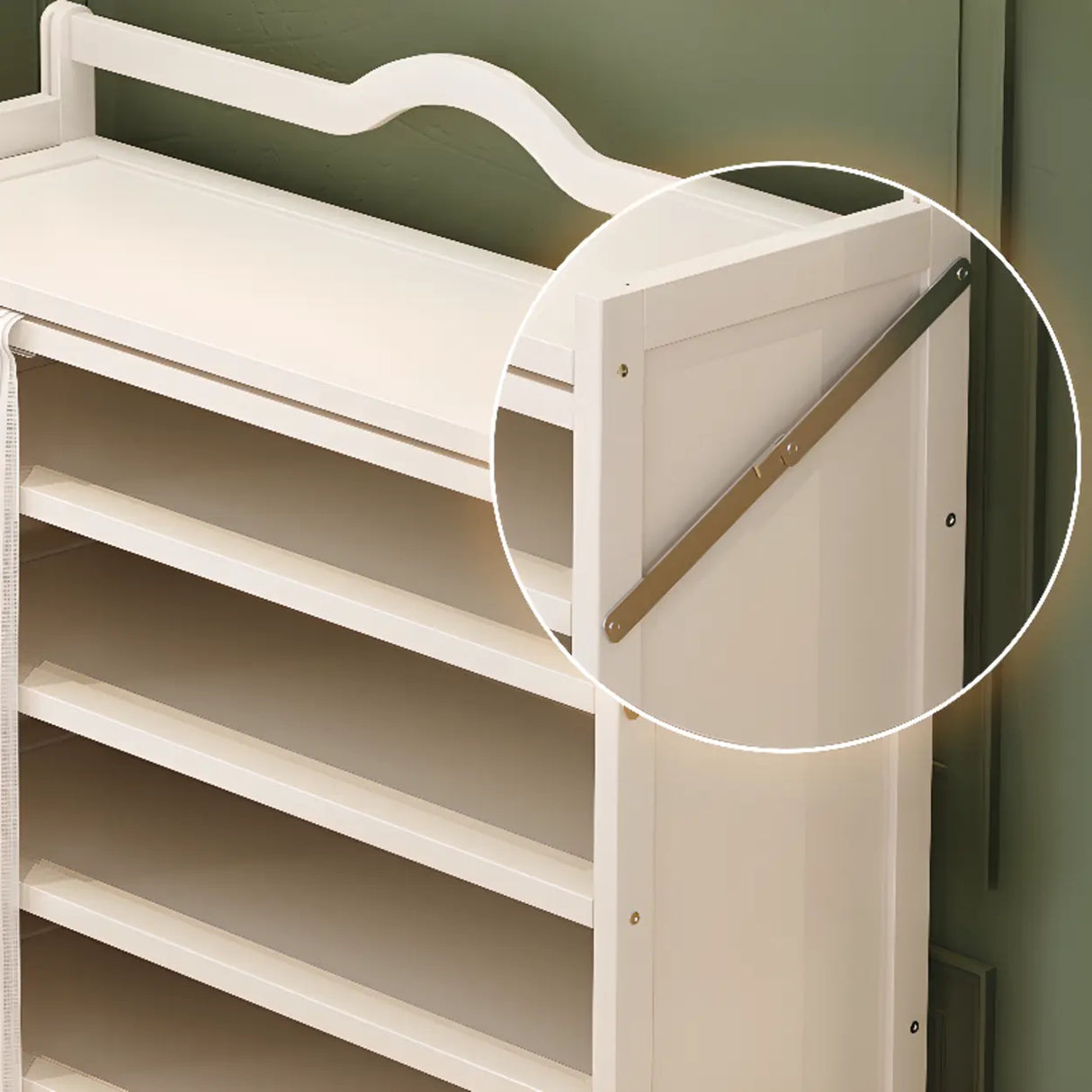 Freestanding Wood Entryway White Foldable Shoe Storage Image - 6