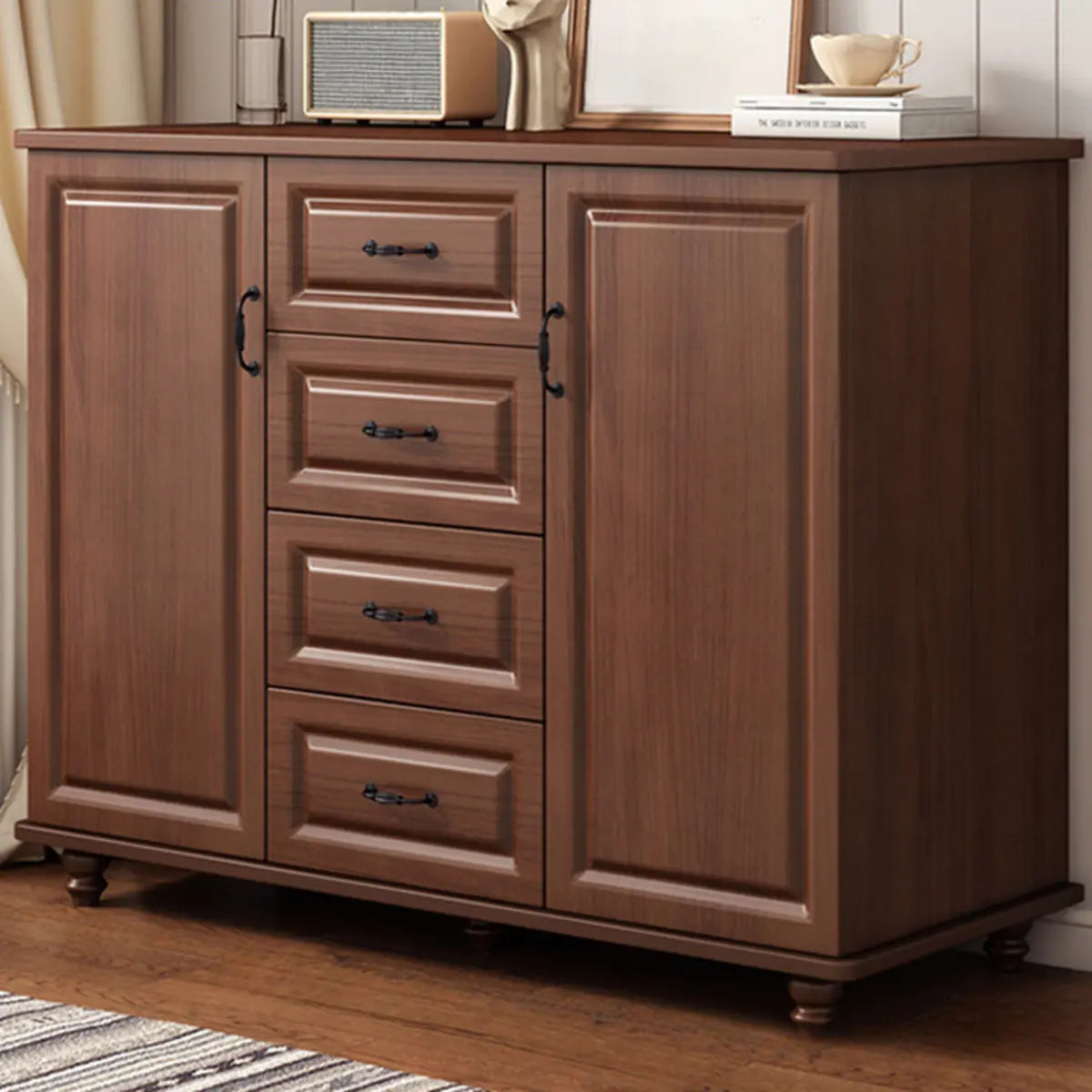 Freestanding Wood Slab White Medium Storage Buffet Image - 11