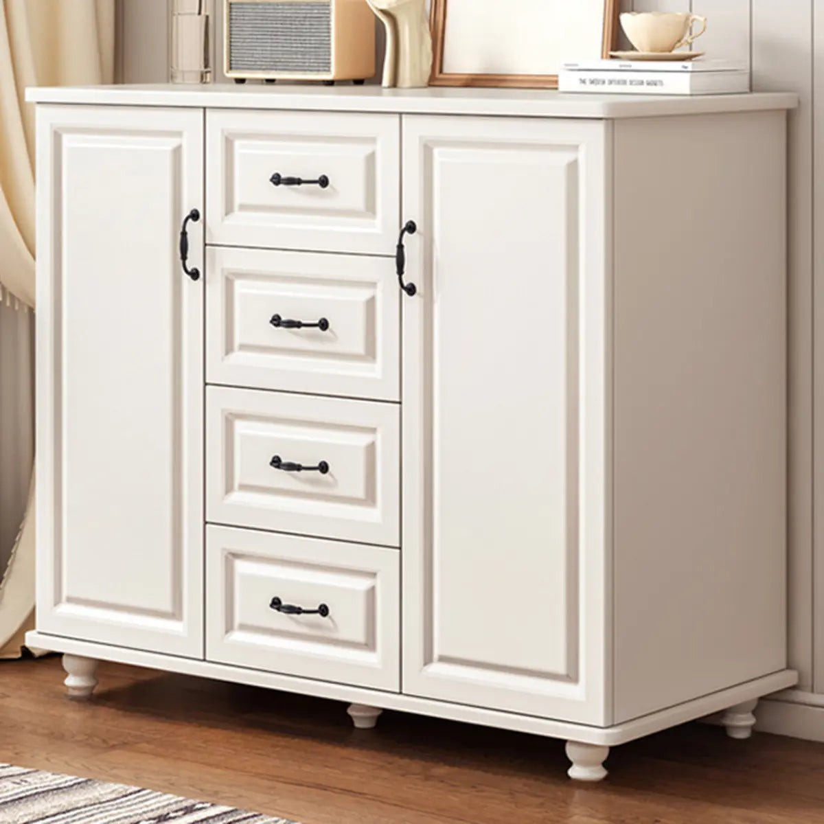 Freestanding Wood Slab White Medium Storage Buffet Image - 13