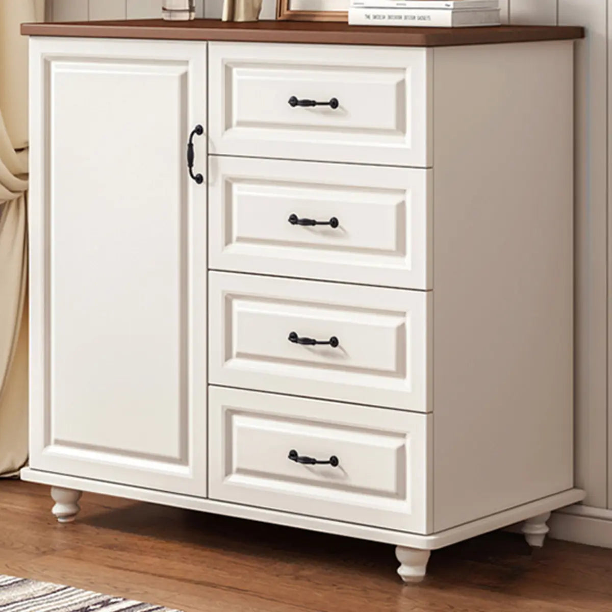 Freestanding Wood Slab White Medium Storage Buffet Image - 15