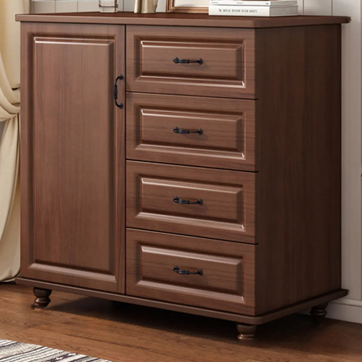 Freestanding Wood Slab White Medium Storage Buffet Image - 21