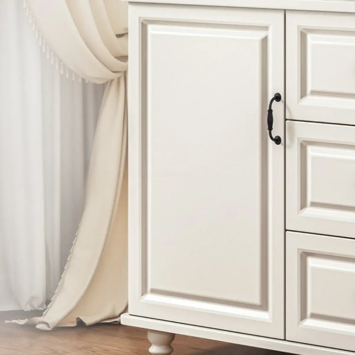 Freestanding Wood Slab White Medium Storage Buffet Image - 23