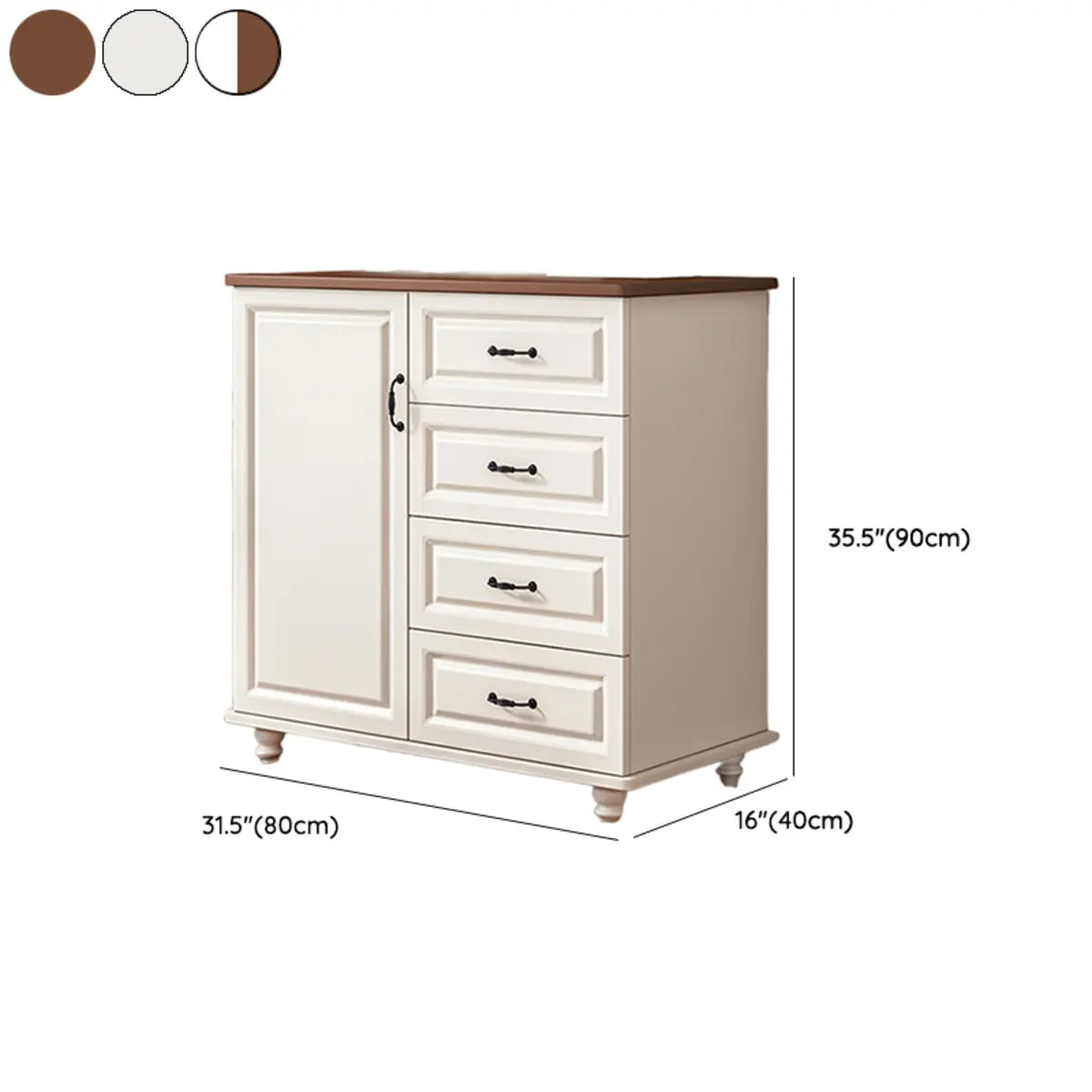 Freestanding Wood Slab White Medium Storage Buffet Image - 25