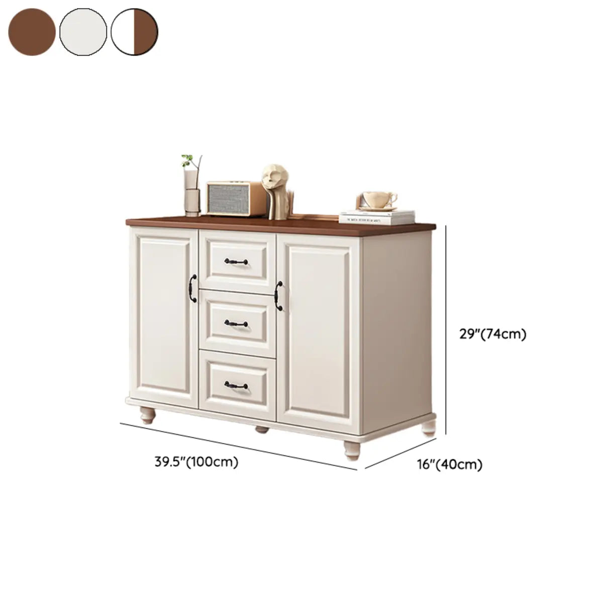 Freestanding Wood Slab White Medium Storage Buffet Image - 26