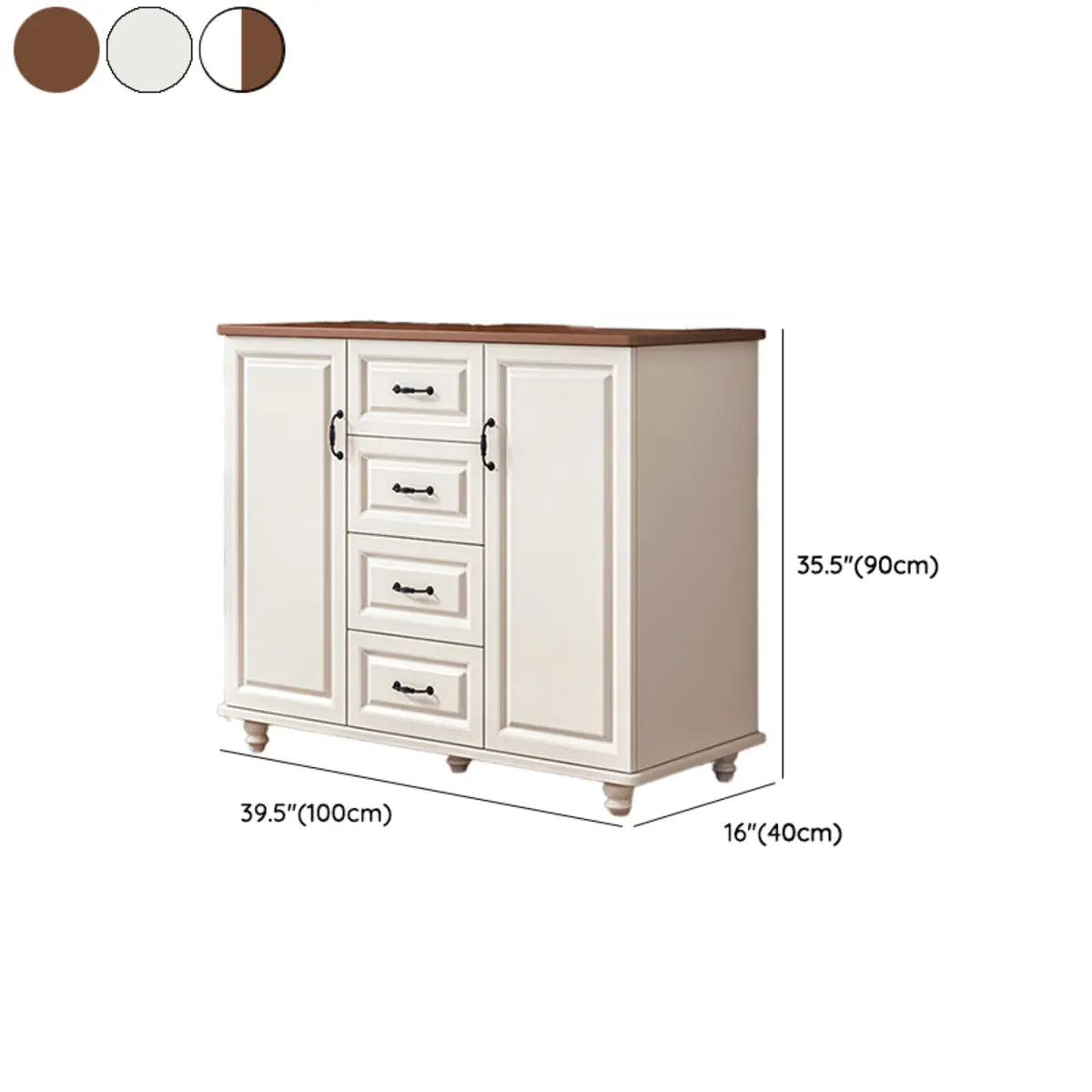 Freestanding Wood Slab White Medium Storage Buffet Image - 27