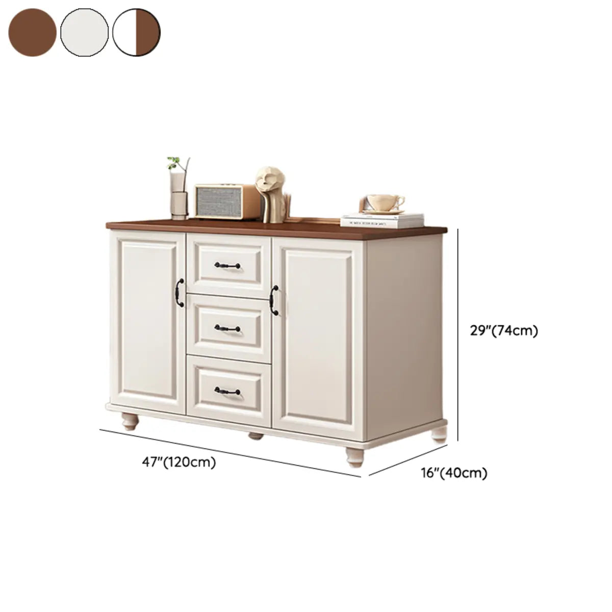 Freestanding Wood Slab White Medium Storage Buffet Image - 28