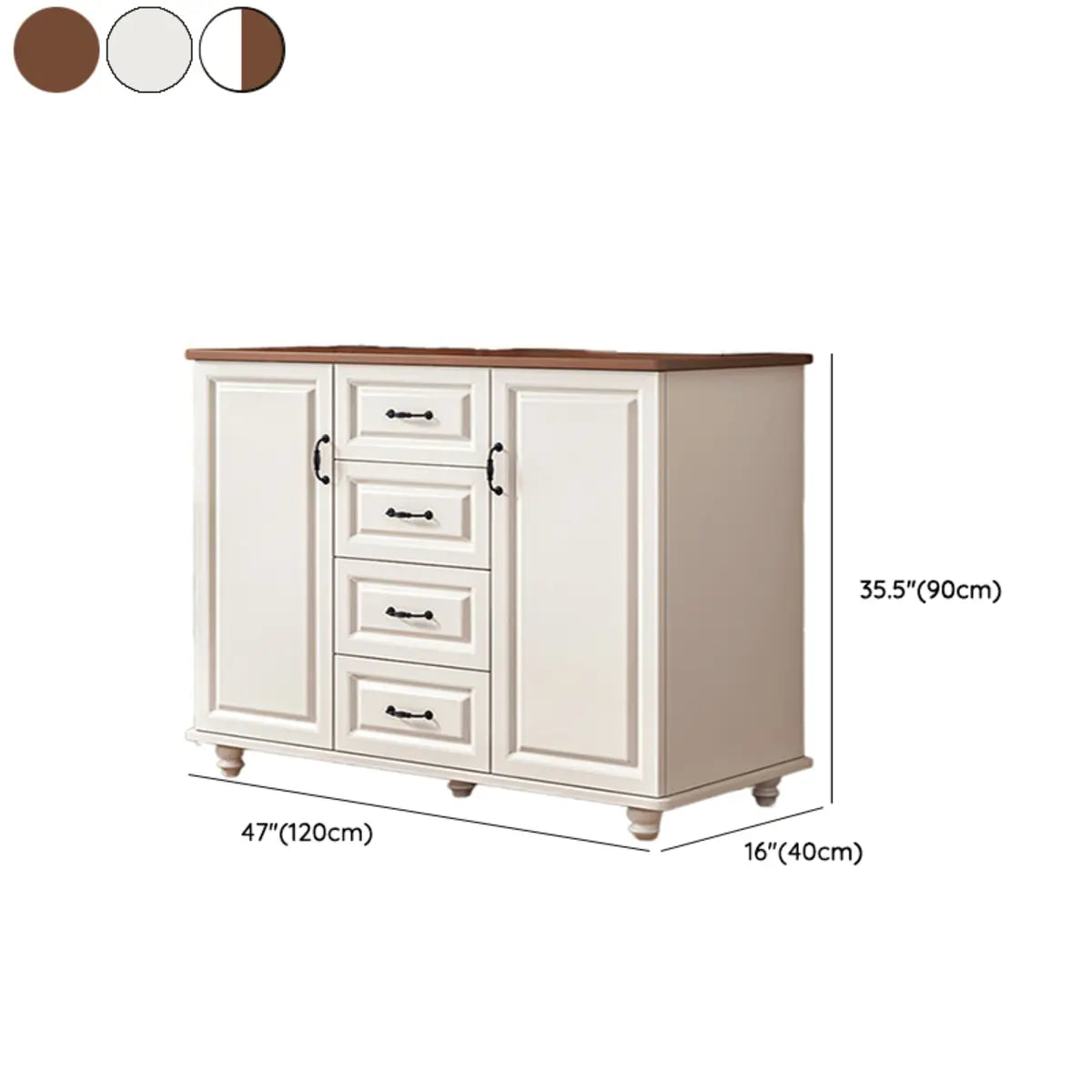 Freestanding Wood Slab White Medium Storage Buffet Image - 29