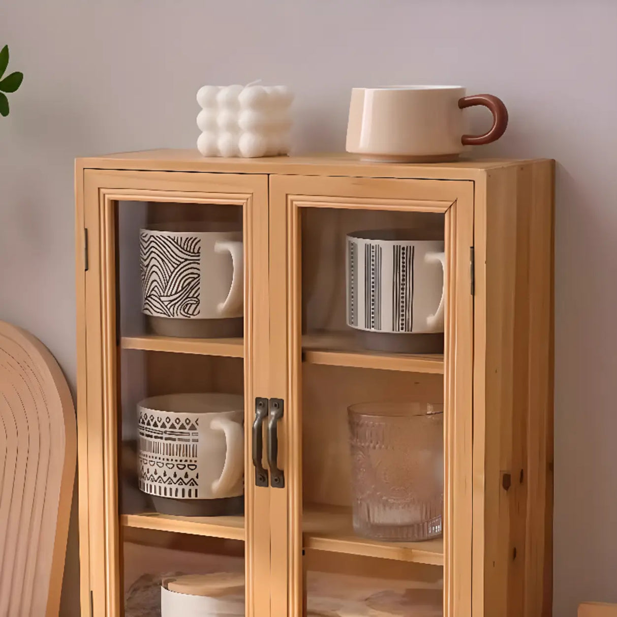 Freestanding Wooden Rectangular Small China Cabinet Image - 11