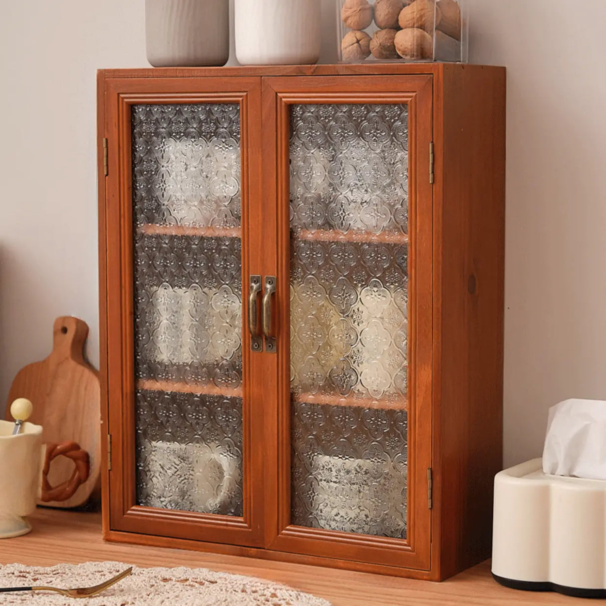 Freestanding Wooden Rectangular Small China Cabinet Image - 9