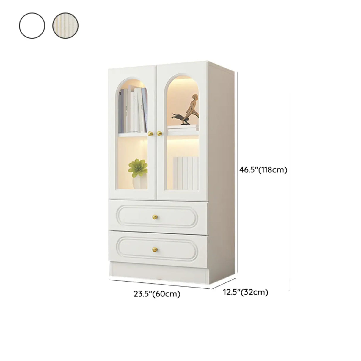 French Closed Cabinet White Elegant Arch Wood Bookcase Image - 24