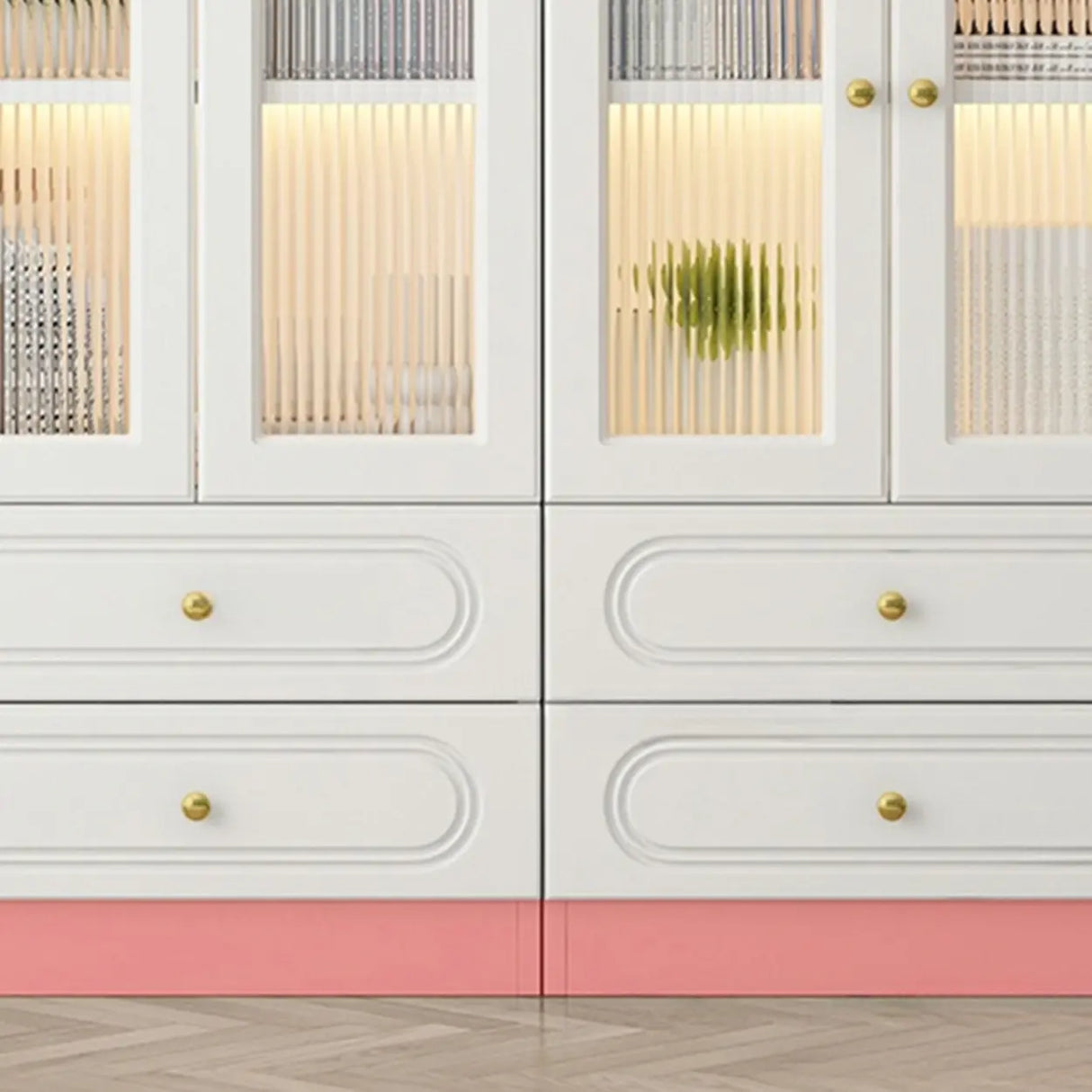 French Closed Cabinet White Elegant Arch Wood Bookcase Image - 8