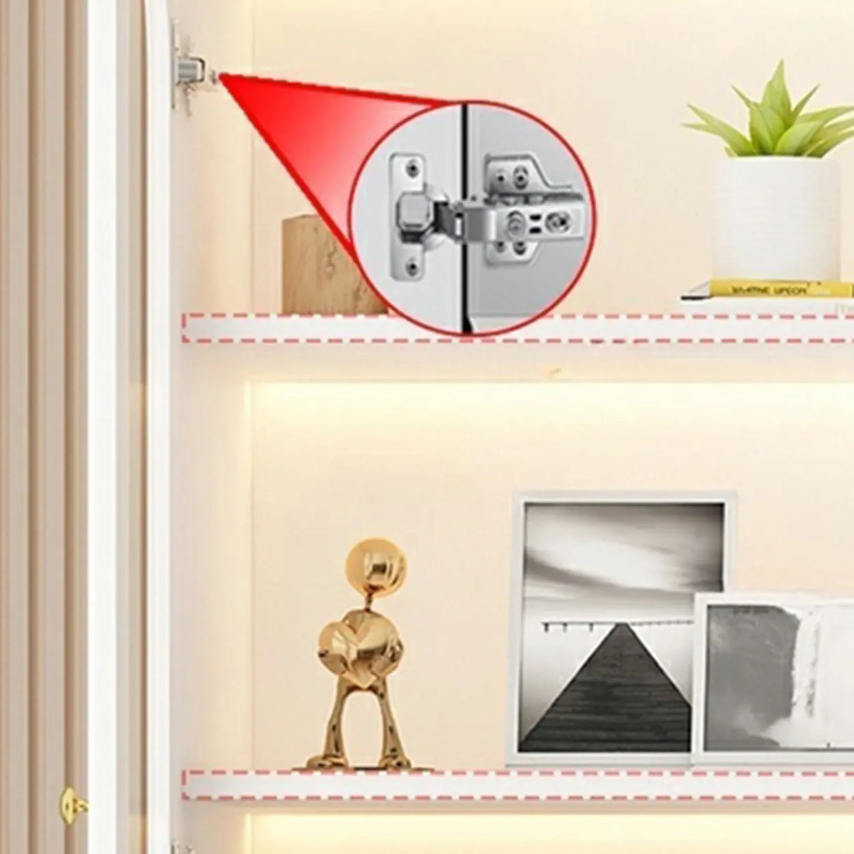 French Closed Cabinet White Elegant Arch Wood Bookcase Image - 12