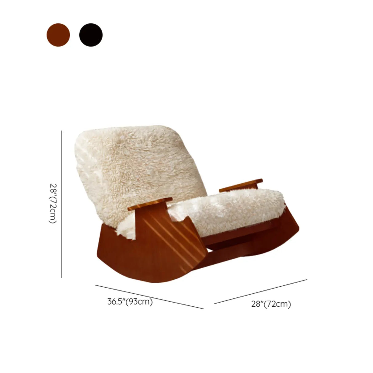 French Country Brown White Track Arms Rocking Chair